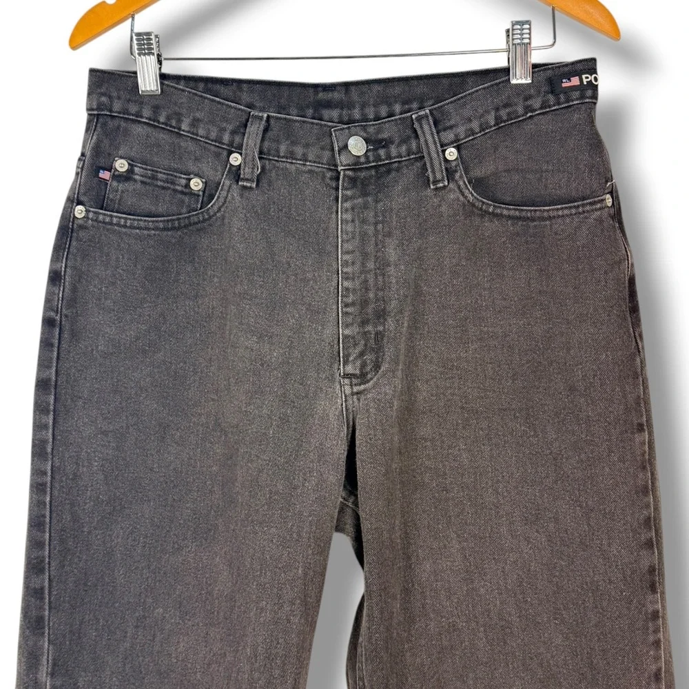 Vintage‎ Polo Jeans Company Straight Leg Mens 34x32 Faded Black Denim Jeans